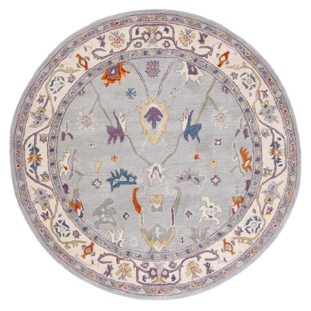 Safavieh 6 x 6 ft. Anatolia Hand Tufted Round Area Rug; Grey & Ivory AN513F-6R